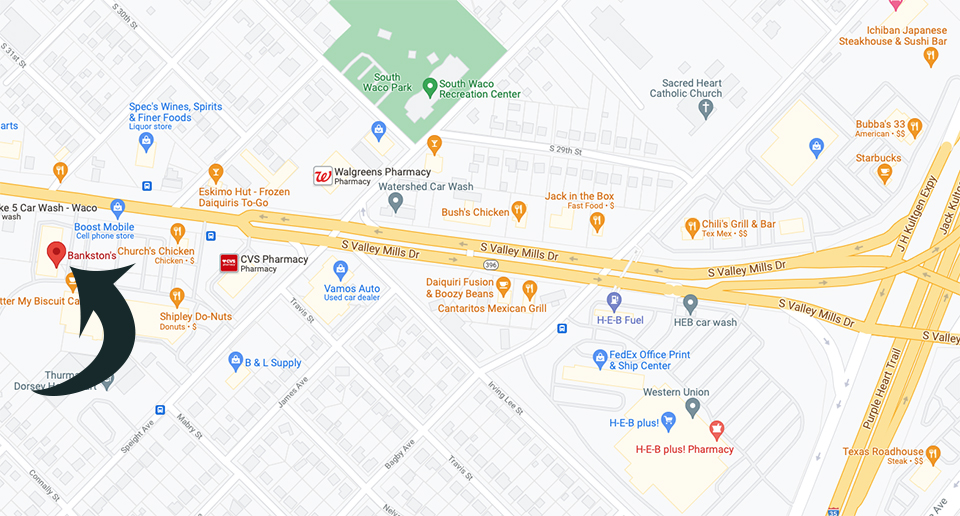 Map of Bankston's location in Waco, Texas