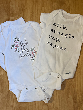 Collection of baby onesies with different designs